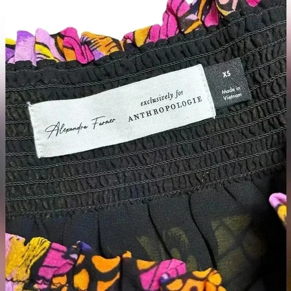 Alexandra Farmer Puff-Sleeved Blouse Butterfly Funky Sz XS - Picture 5 of 7